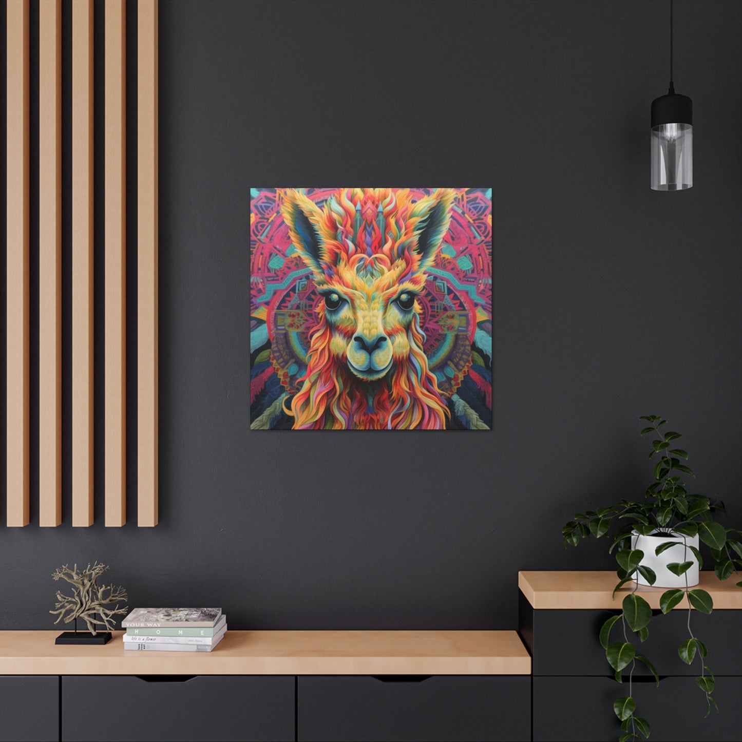 So Much Color Drama On This Llama- Large Wall Art