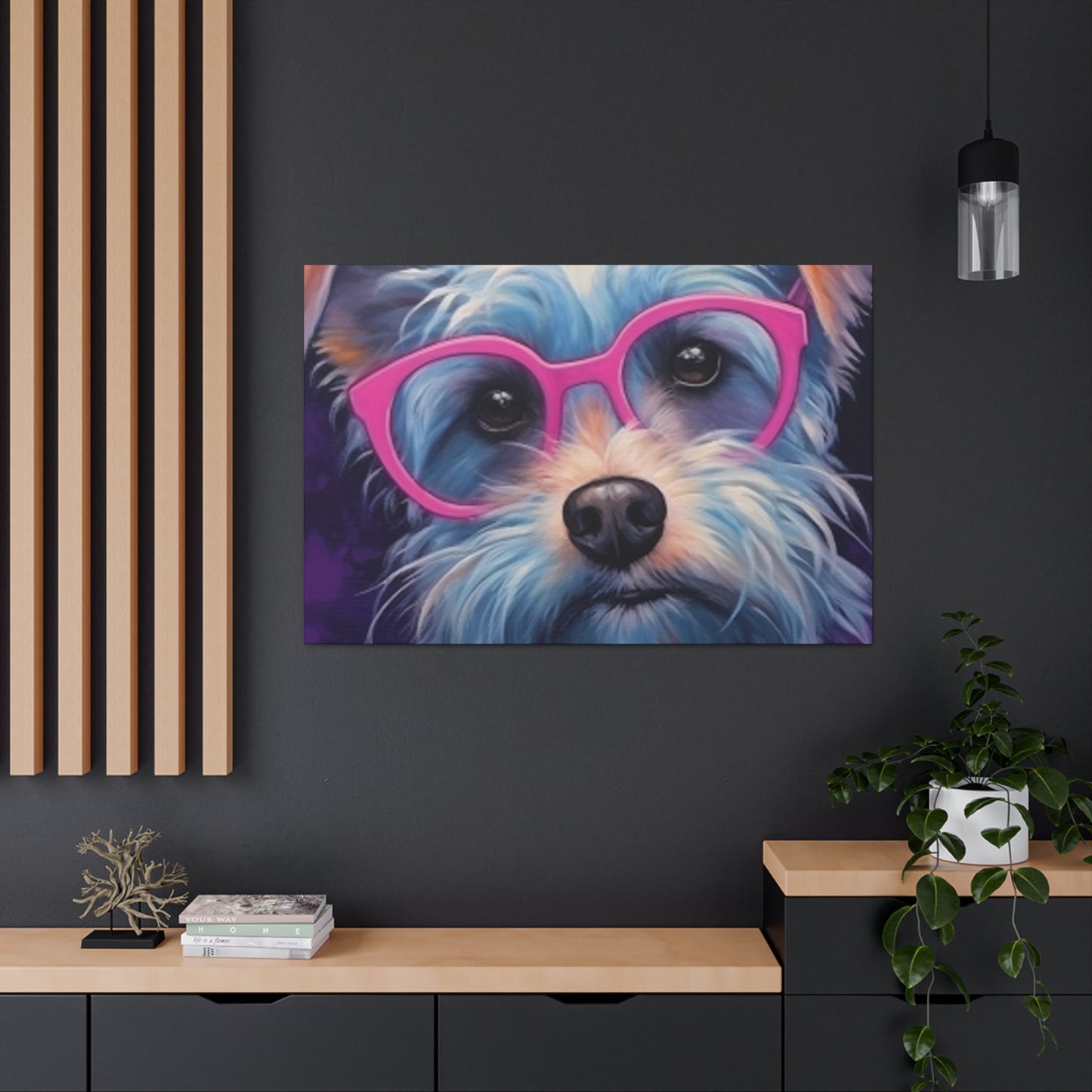 Pretty Dog In Pink Glasses - Large Wall Art