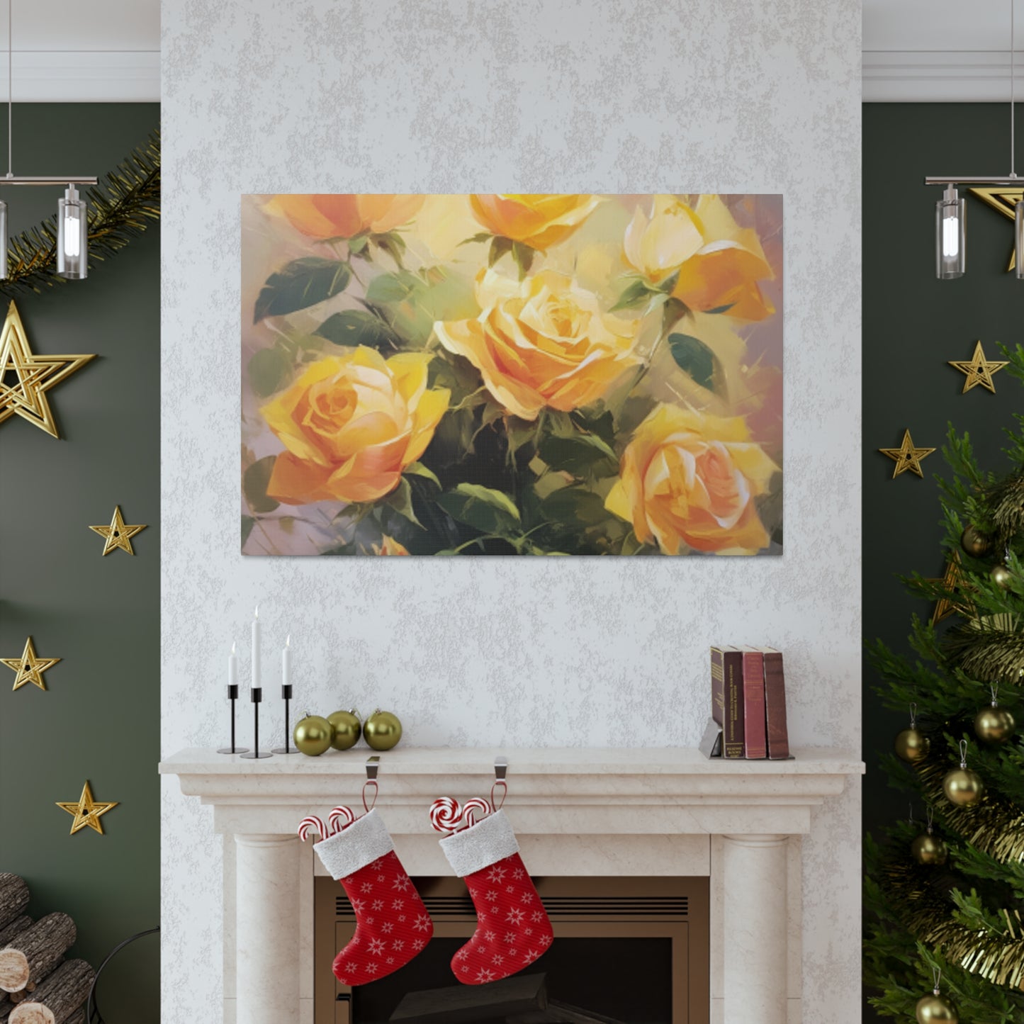 Beautiful Bouquet Of Blooming Yellow Roses- Large Wall Art