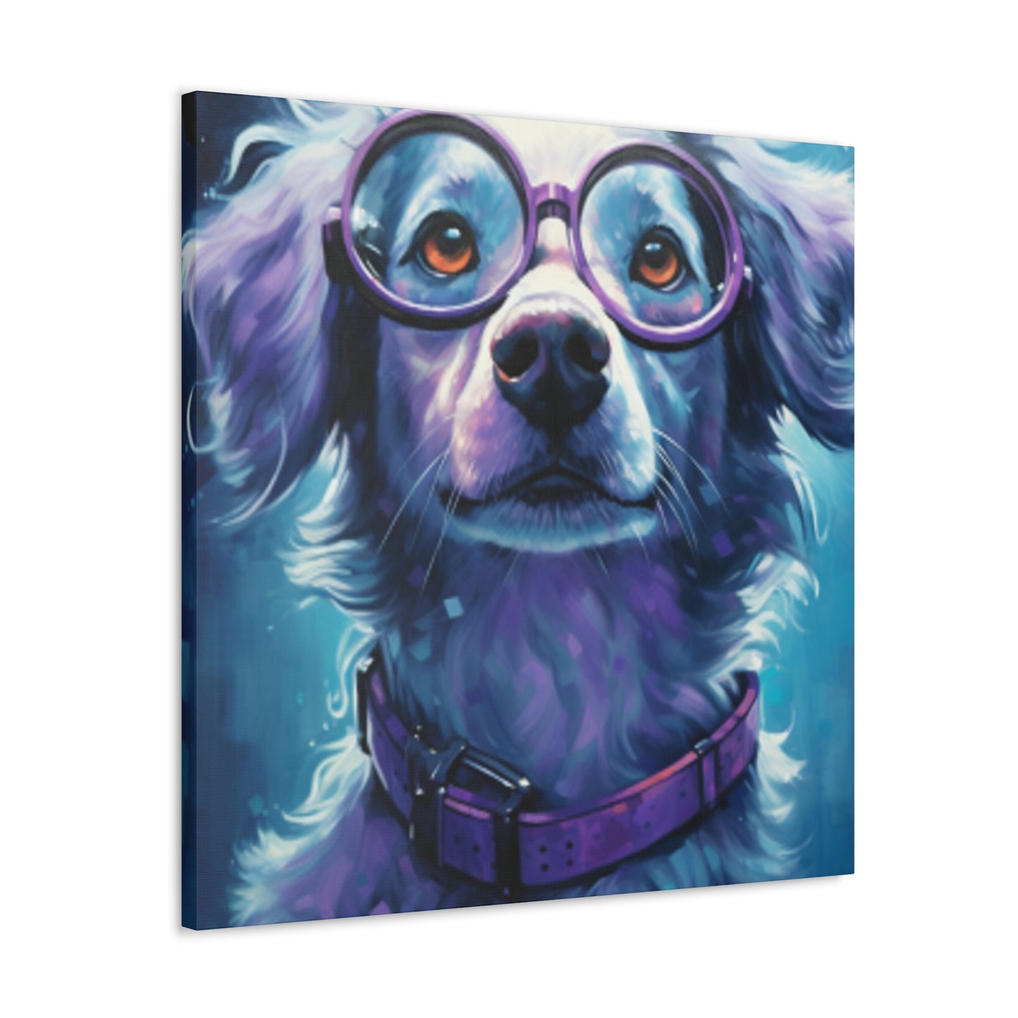 Daydreaming Dog In Purple Glasses - Large Wall Art