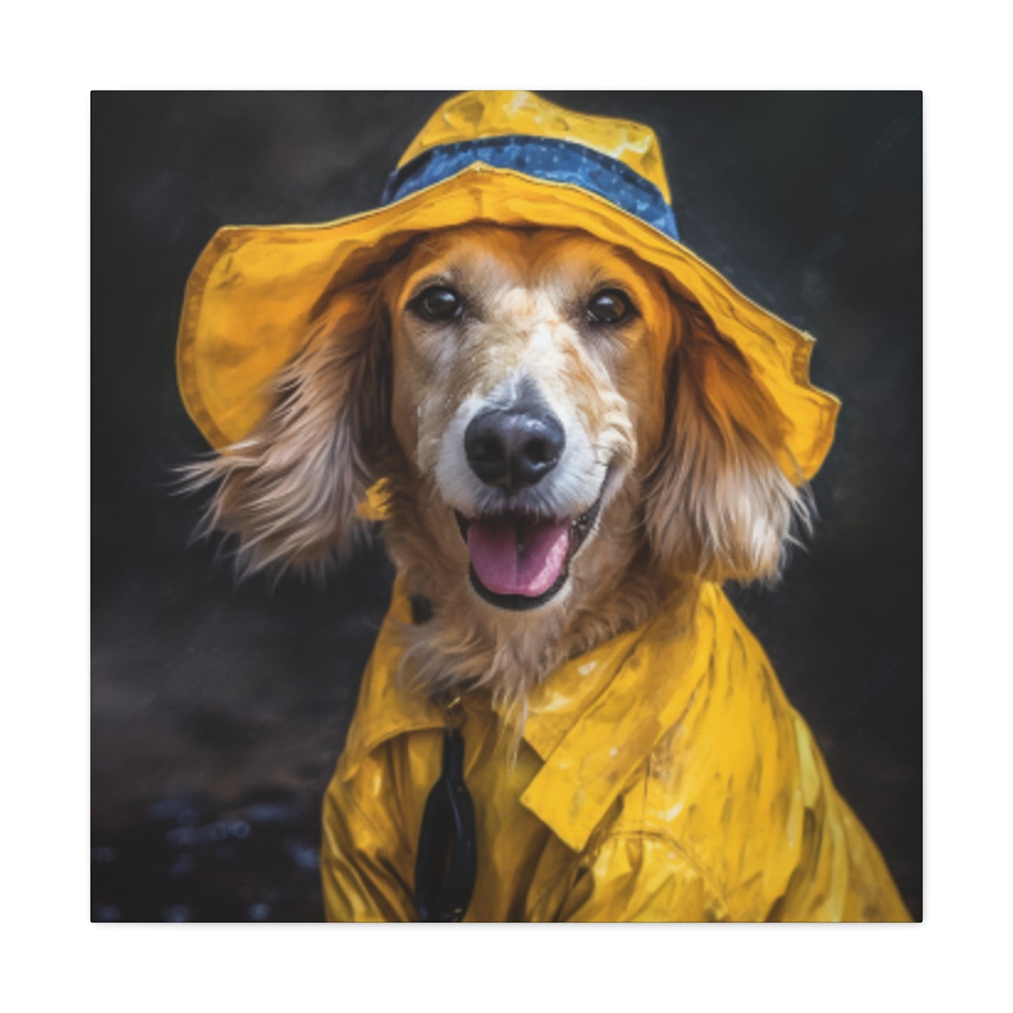 Dachshund Ready To Play In The Rain - Large Wall Art