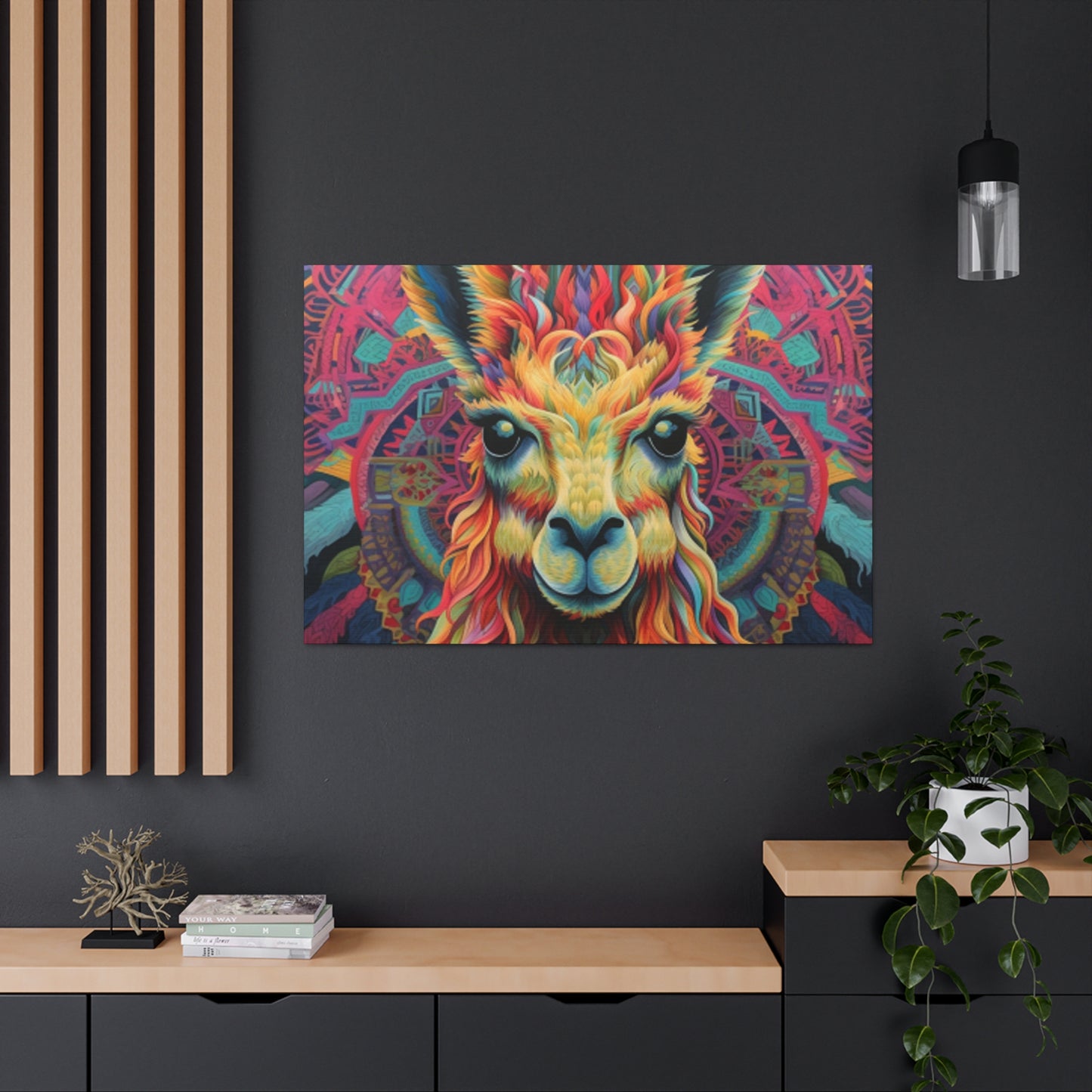 So Much Color Drama On This Llama- Large Wall Art