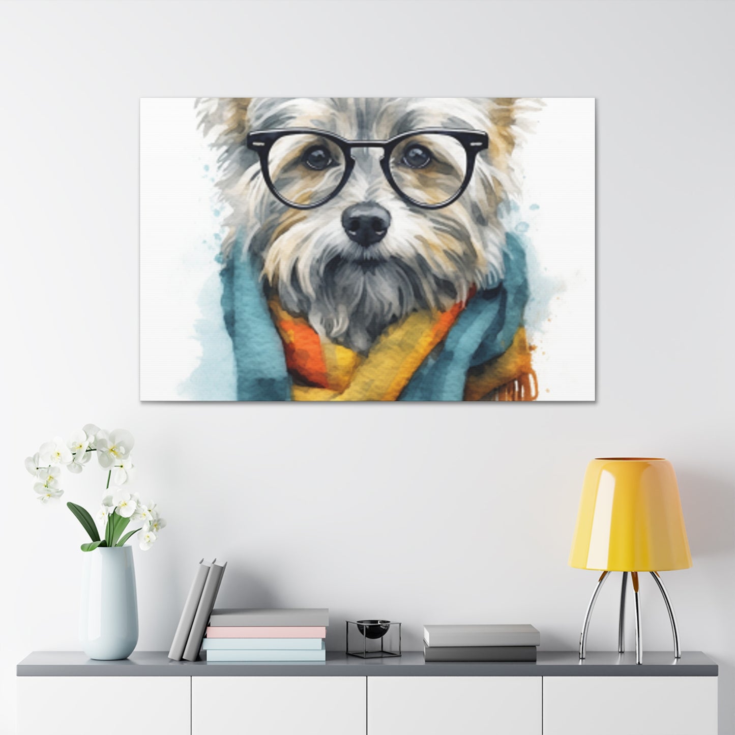 Smart Dog In Colorful Scarf - Large Wall Art