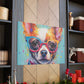 Sweet Chihuahua In Multi Colored Glasses, Paint Drops- Large Wall Art