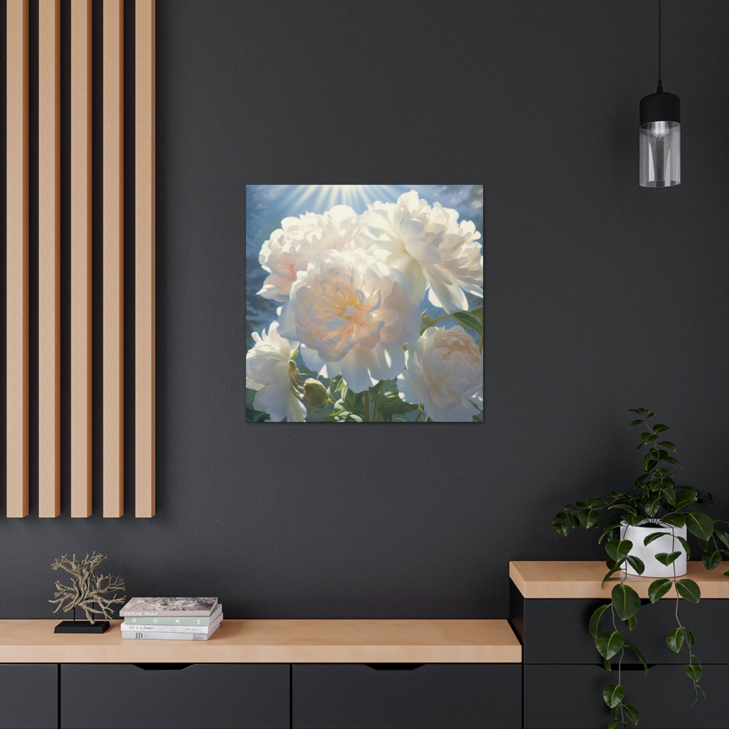 Blooming White Peonies In The Sun- Large Wall Art