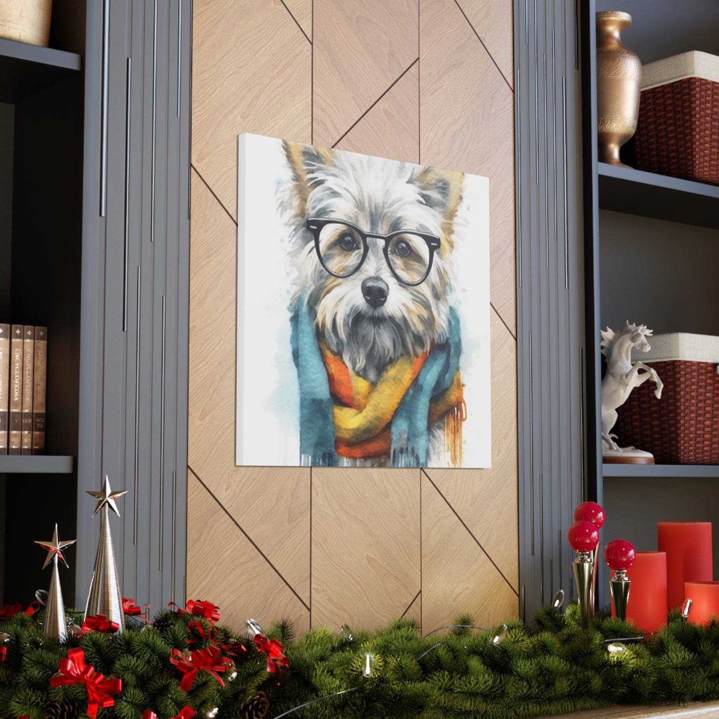 Smart Dog In Colorful Scarf - Large Wall Art