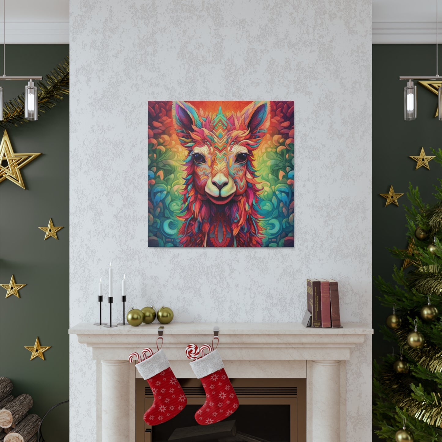 Rainbow Colored Drama Llama - Large Wall Art