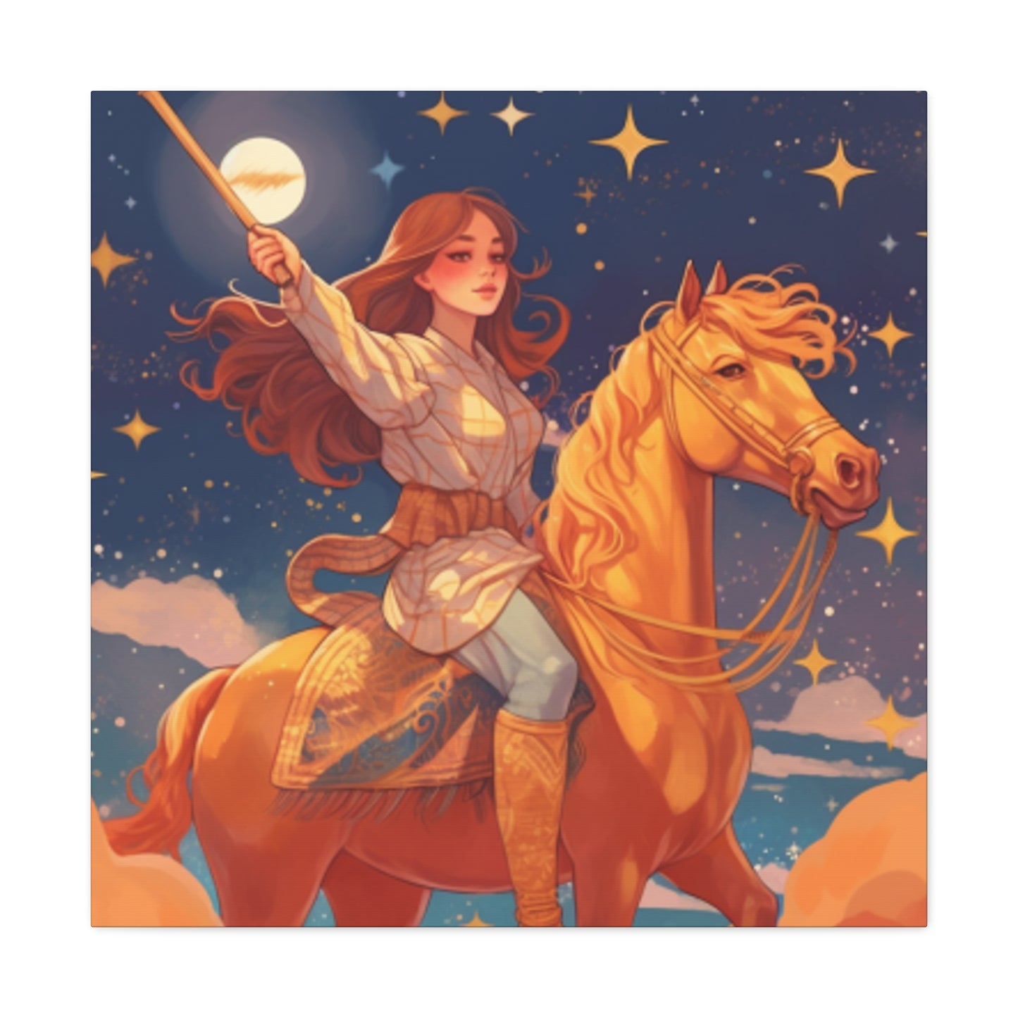 Lofi Magic, Boho Girl And Her Horse - Large Wall Art