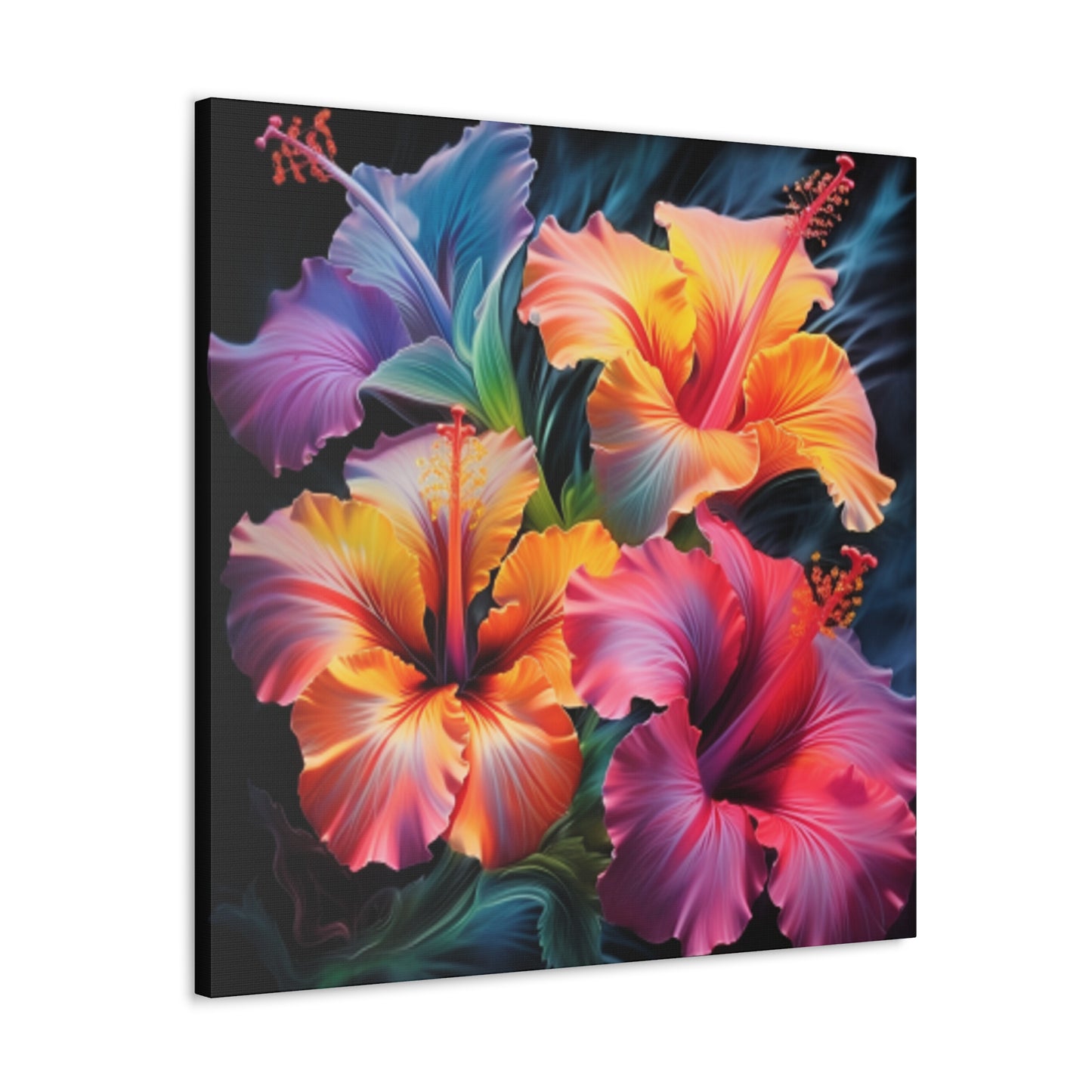 Pretty Colored Glowing Hibiscus  - Large Wall Art