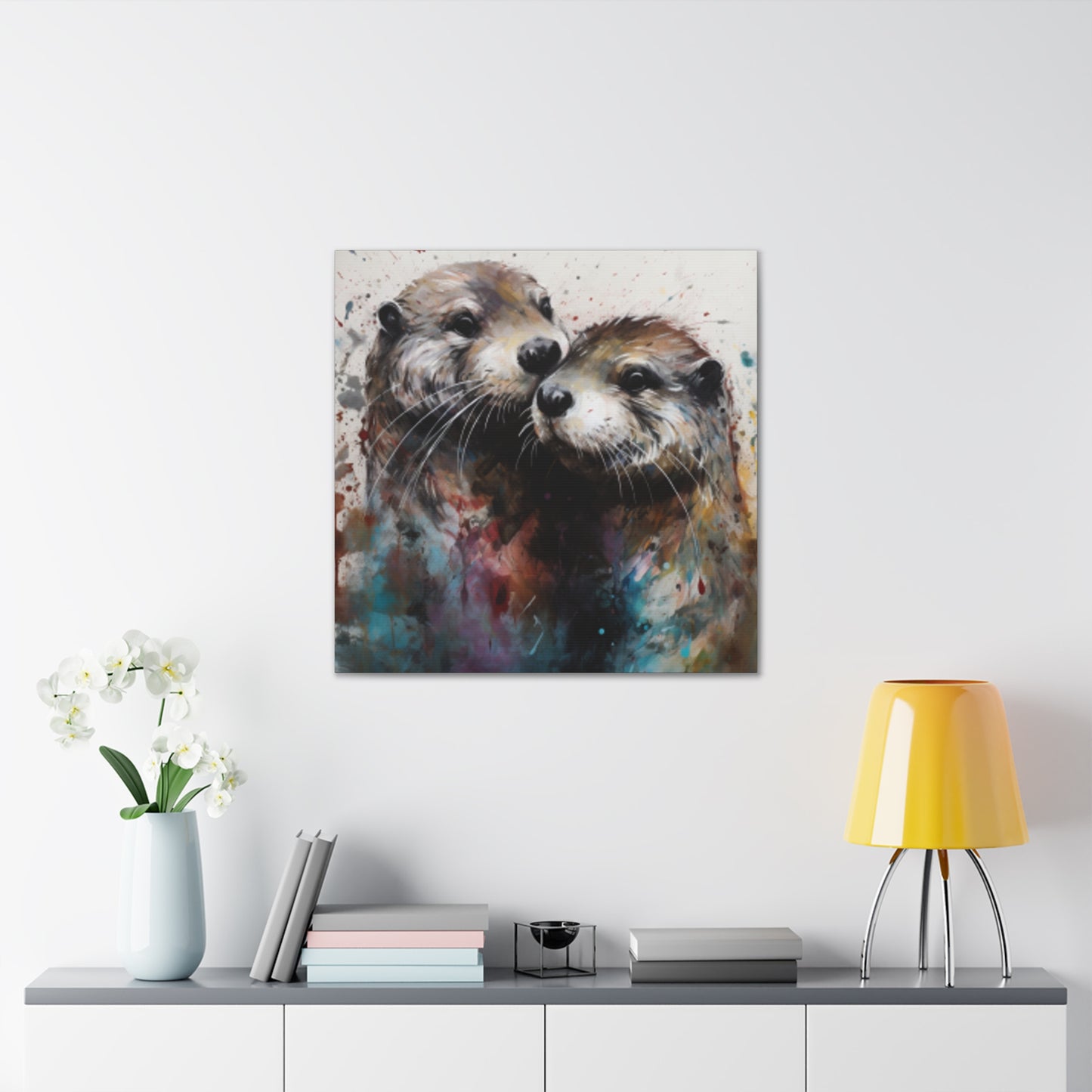 Otter Love, Colorful Painting - Large Wall Art