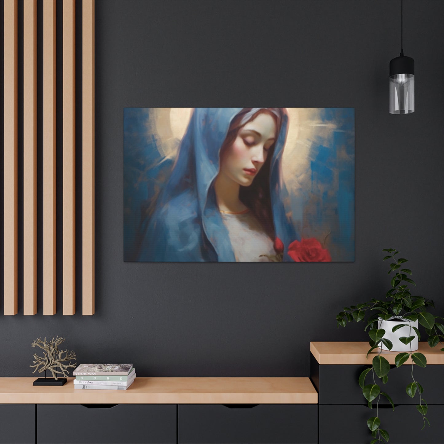 Praying Virgin Mary And Roses- Large Wall Art