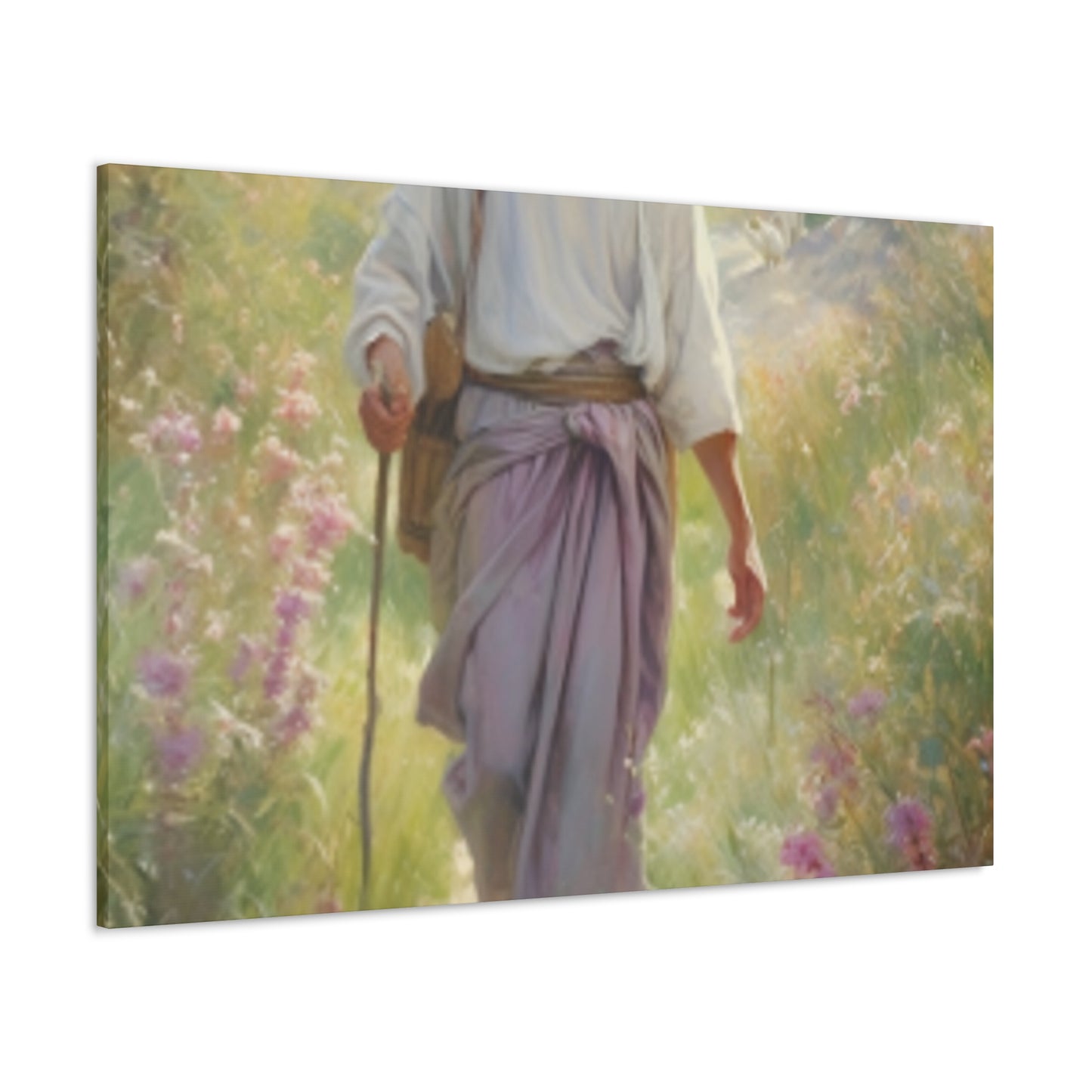 Heavenly Walk In A Dirt Path With Jesus- Large Wall Art