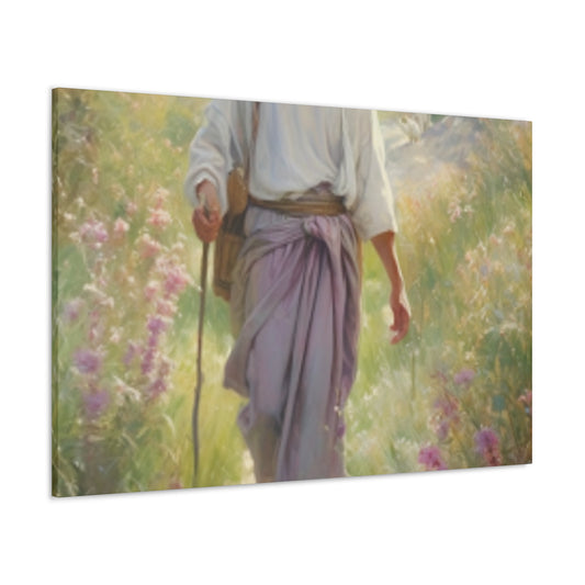 Heavenly Walk In A Dirt Path With Jesus- Large Wall Art