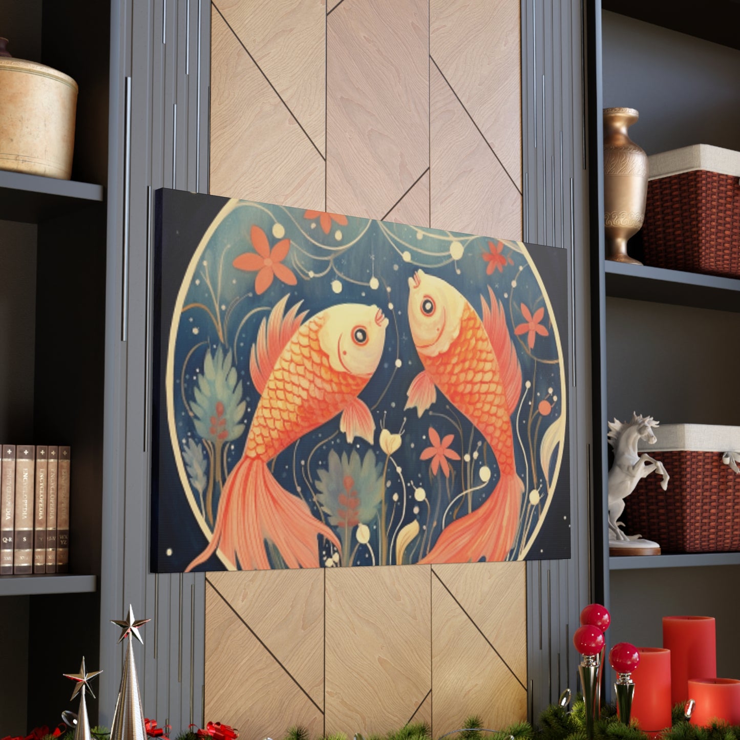 Lofi Astrology Peaceful Pisces Fish - Large Wall Art