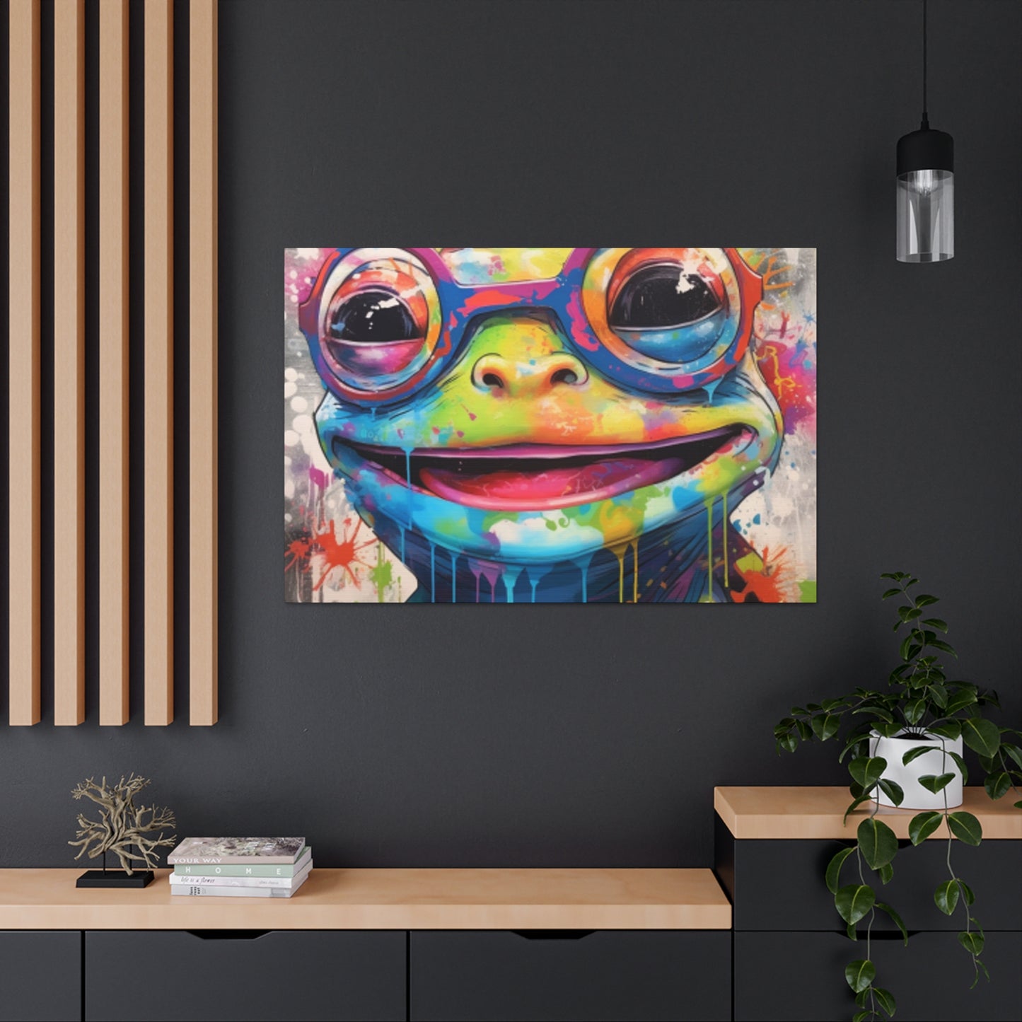 Happy Frog In Glasses Painting - Large Wall Art