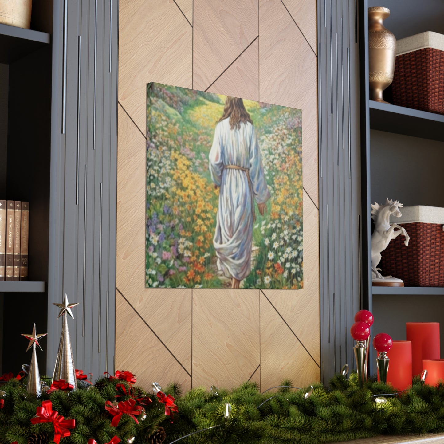 Walk With Jesus, A Path Through Endless Flowers- Large Wall Art