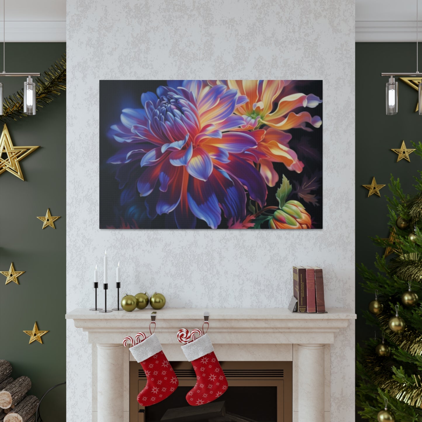 Totally Groovy, Glowing Flowers In Bloom- Large Wall Art