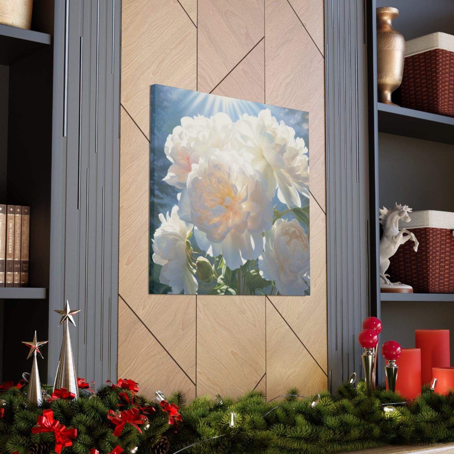 Blooming White Peonies In The Sun- Large Wall Art