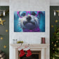 Cute Doggy In Pink Glasses, Bow Tie And Scrunchie - Large Wall Art