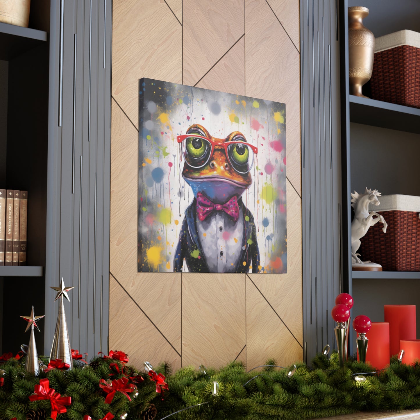 Fancy Frog In Glasses Painting - Large Wall Art