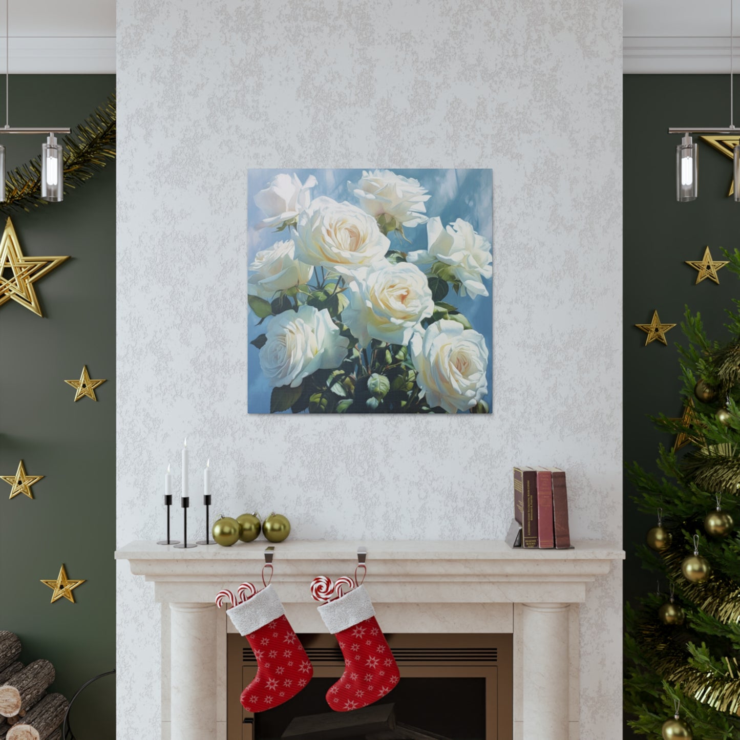 Pure, Vibrant And White Roses- Large Wall Art