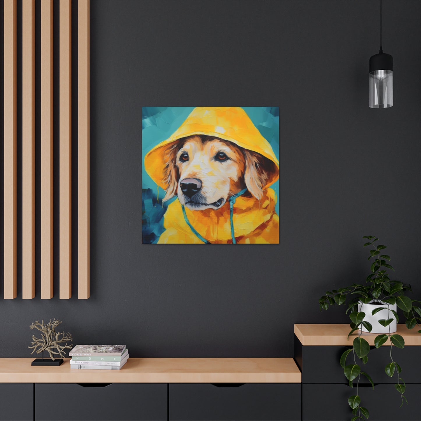 Golden Retriever Ready For The Rain - Large Wall Art