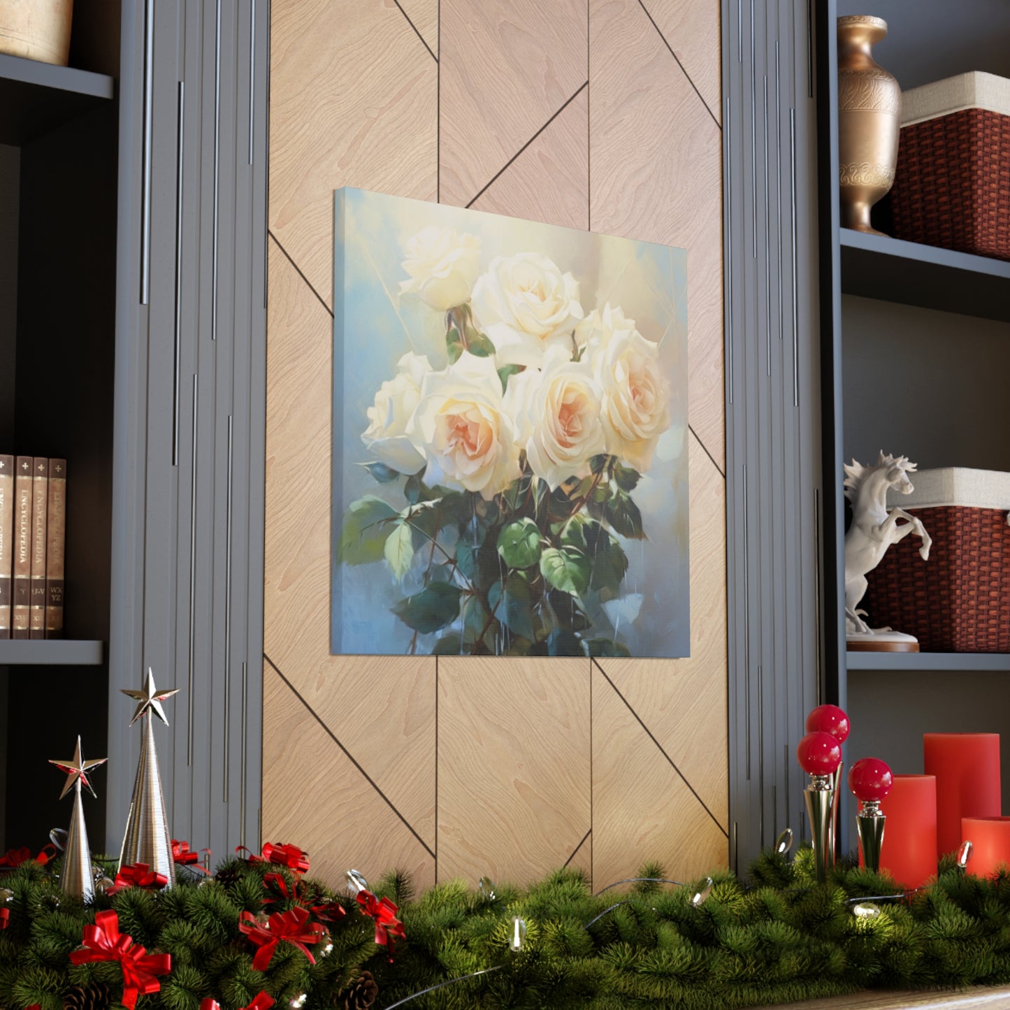 Long Stem White Roses- Large Wall Art