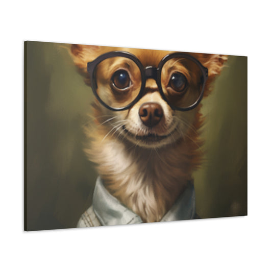 Smart Chihuahua In Black Glasses- Large Wall Art