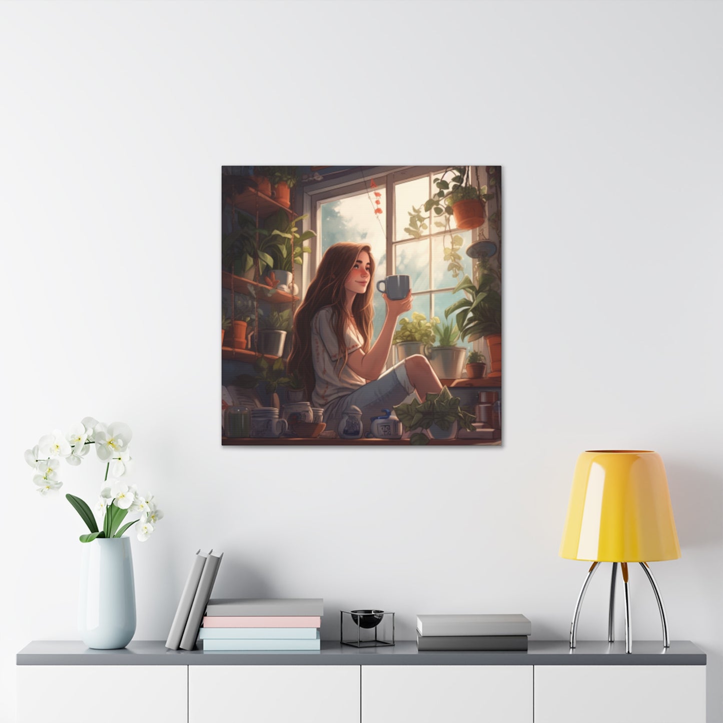 Teatime In Her Happy Place - Large Wall Art