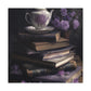 Purple Roses, Teapot And Books - Large Wall Art