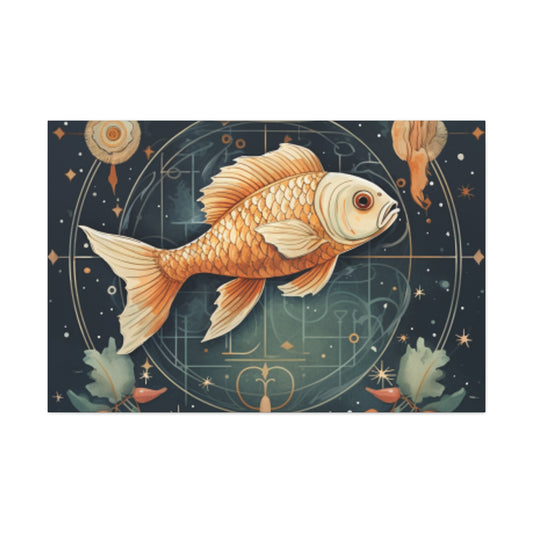 Lofi, Astrology, Pisces Fish - Large Wall Art