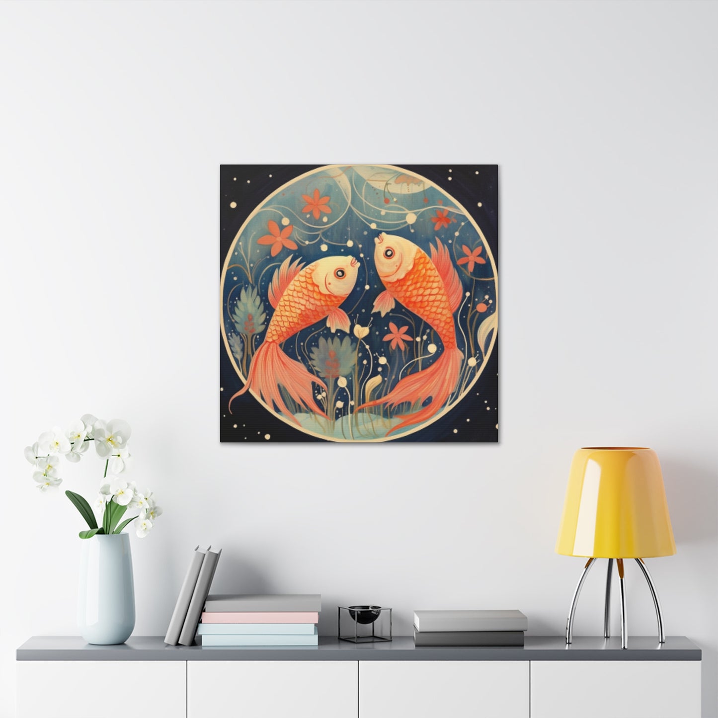 Lofi Astrology Peaceful Pisces Fish - Large Wall Art