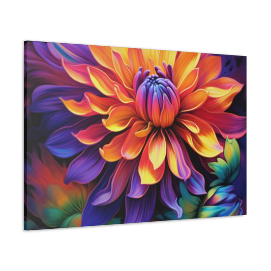 Glowing Multi Colored Flower In Bloom - Large Wall Art