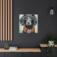 Black Dog In Glasses, Shades Of Blue- Large Wall Art