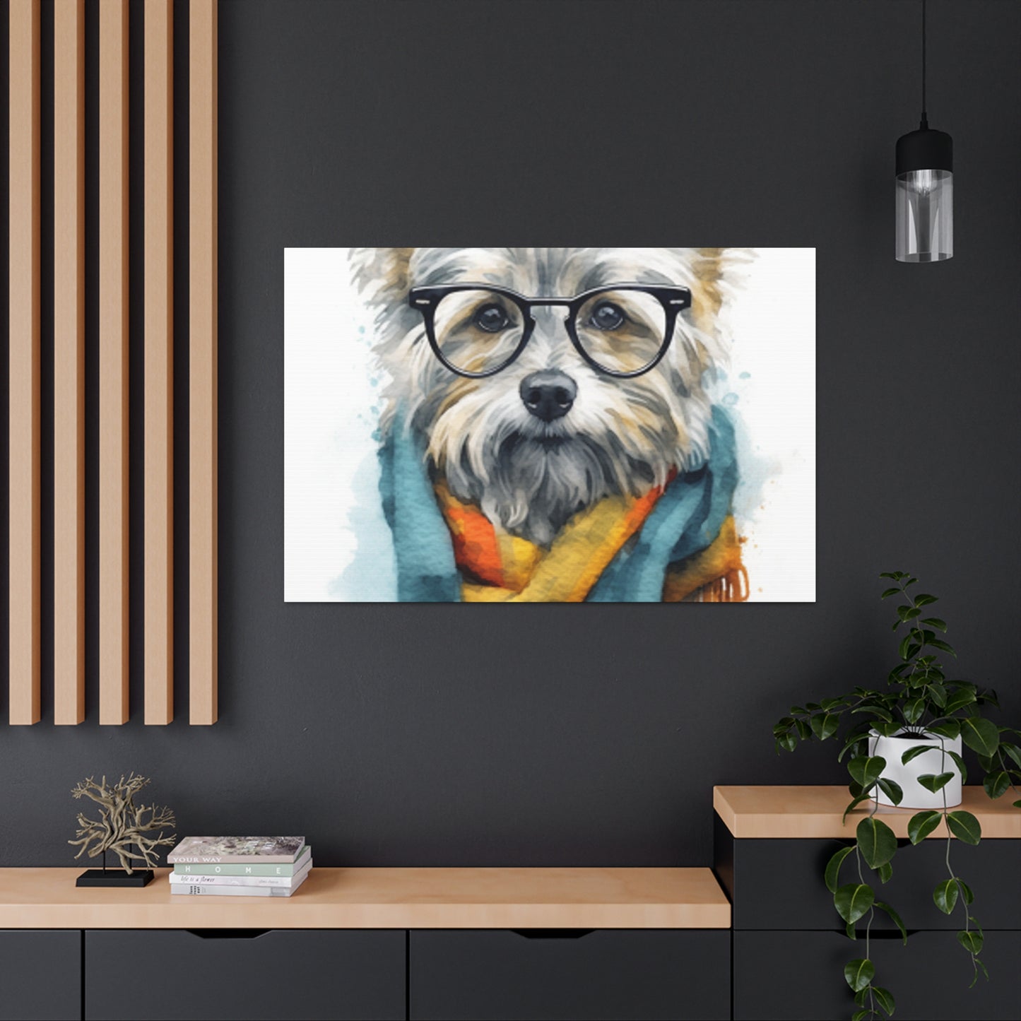 Smart Dog In Colorful Scarf - Large Wall Art