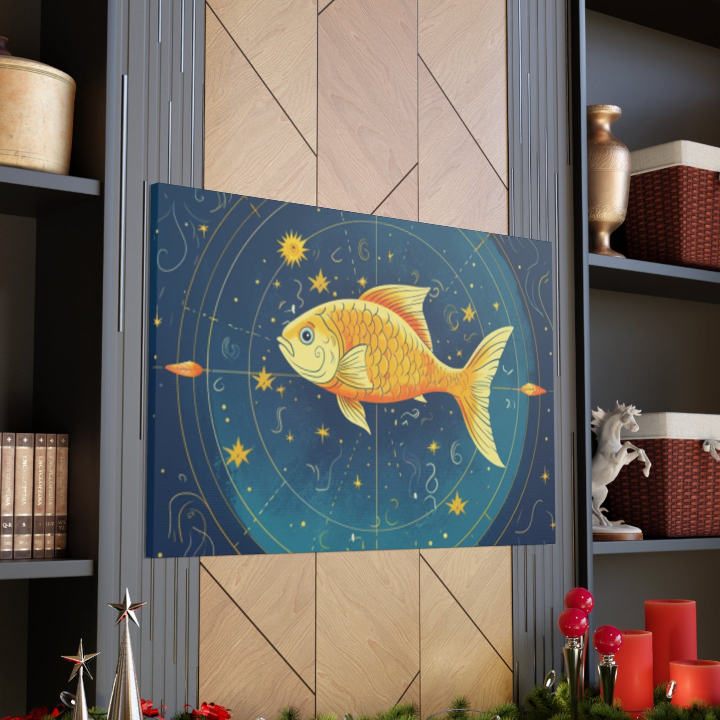 Lofi Style Pisces, Compass Fish  - Large Wall Art