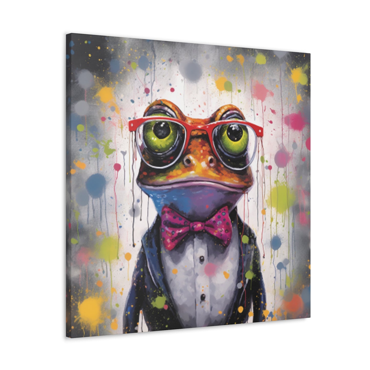 Fancy Frog In Glasses Painting - Large Wall Art