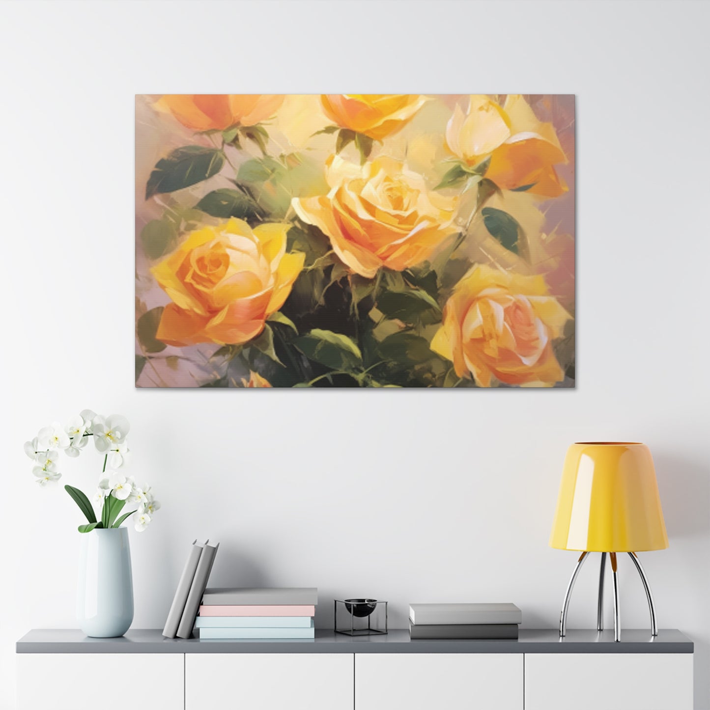 Beautiful Bouquet Of Blooming Yellow Roses- Large Wall Art