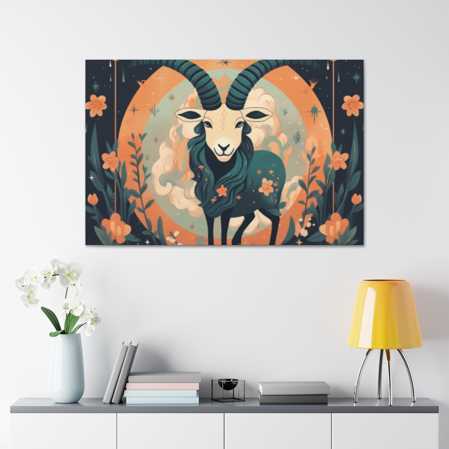 Capricorn Lofi Style At Night- Large Wall Art