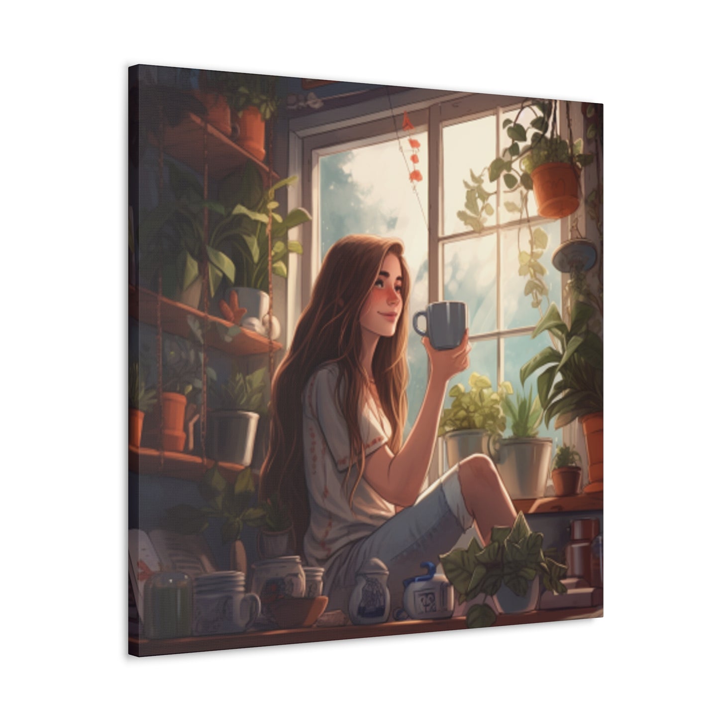 Teatime In Her Happy Place - Large Wall Art