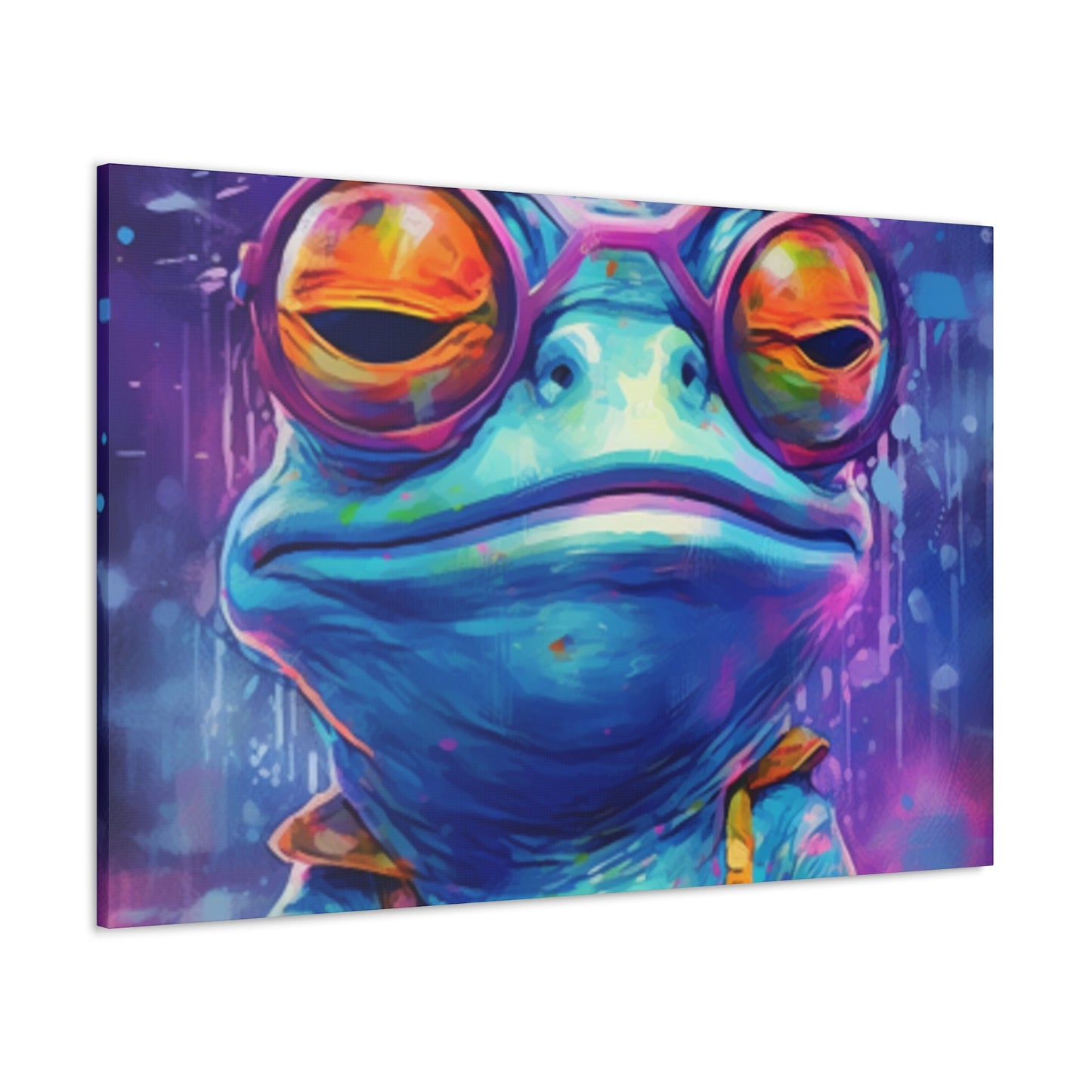 Totally Groovy Blue Frog In Glasses - Large Wall Art