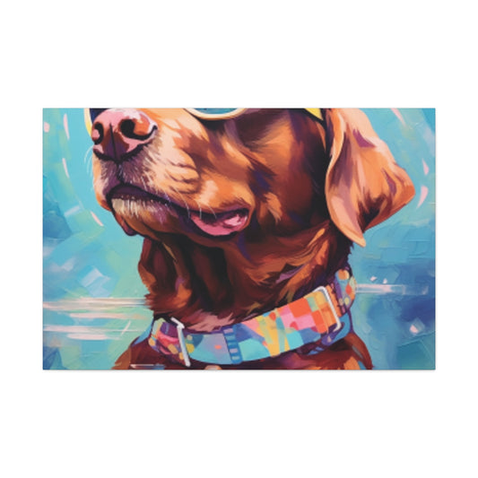 Blue Sky, Brown Dog In Sunglasses - Large Wall Art