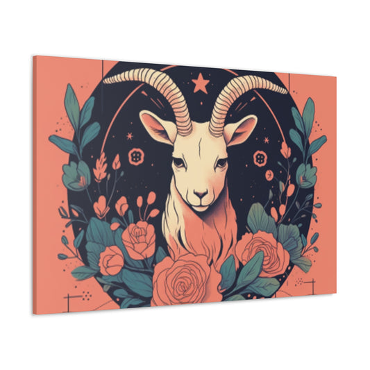 Lofi, Capricorn And Pink Roses- Large Wall Art