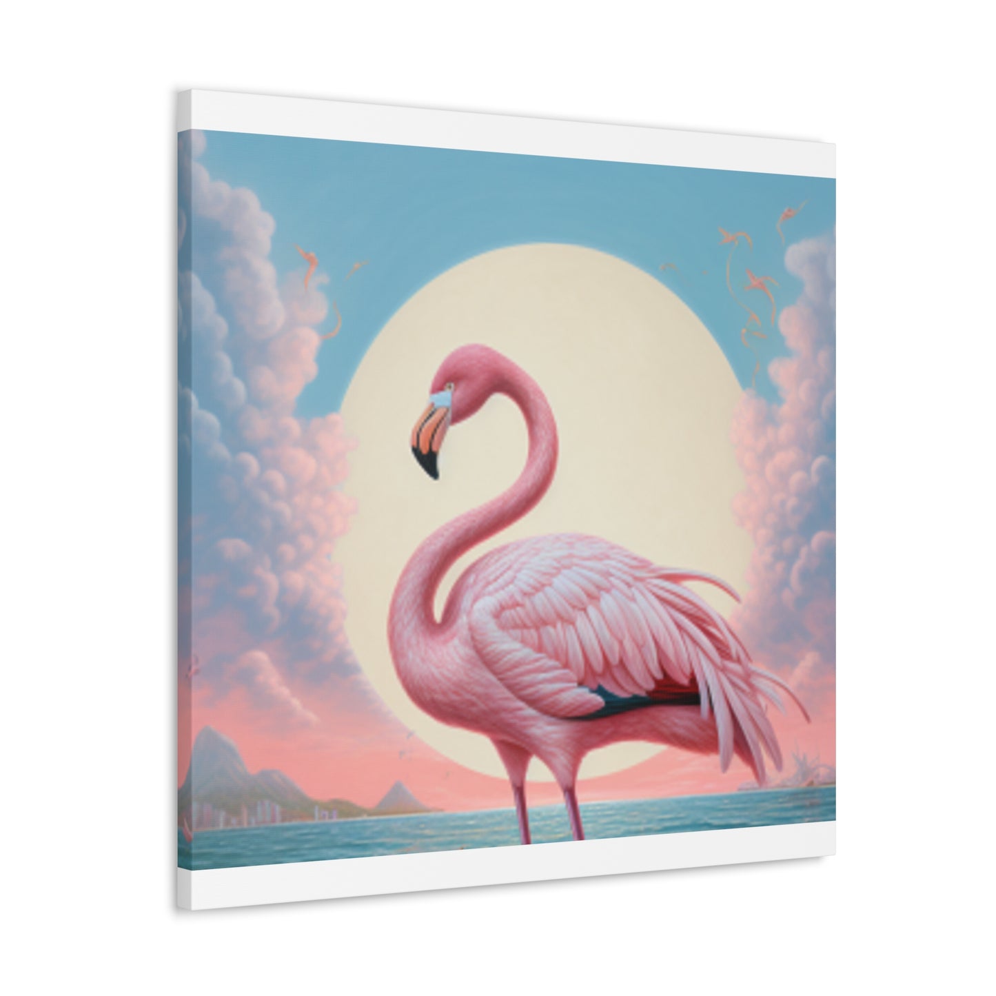 Peaceful, Pink Flamingo In Paradise - Large Wall Art