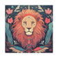 Lofi Style Leo With Flowers And Feathers - Large Wall Art