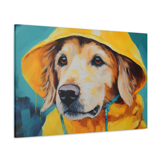 Golden Retriever Ready For The Rain - Large Wall Art