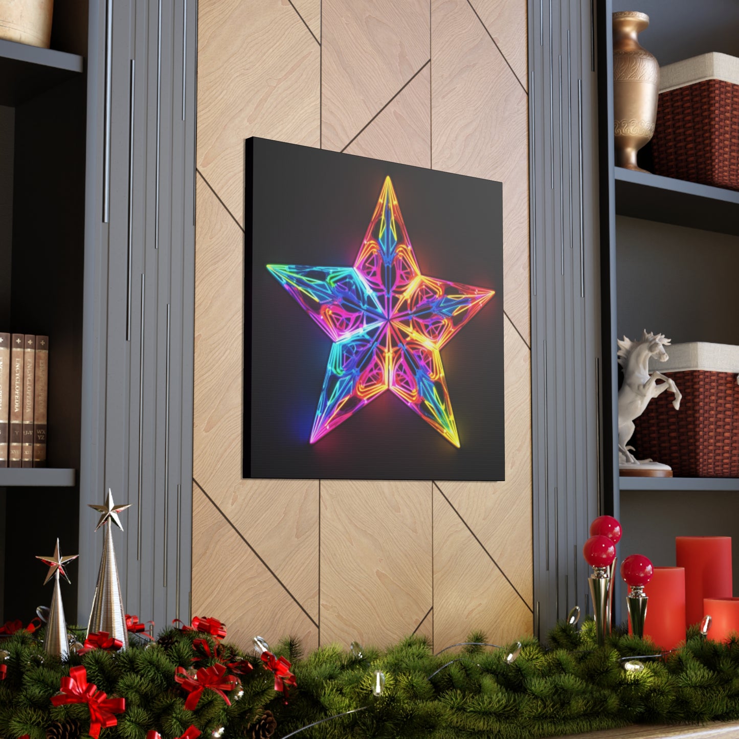 Electric, Neon, Glowing Star - Large Wall Art