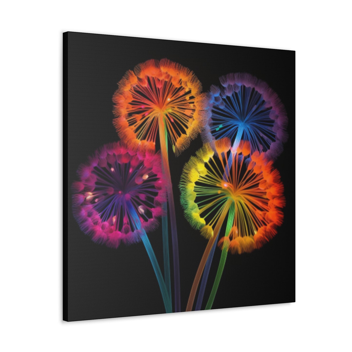 Glowing, Neon, Electric Dandelions - Large Wall Art