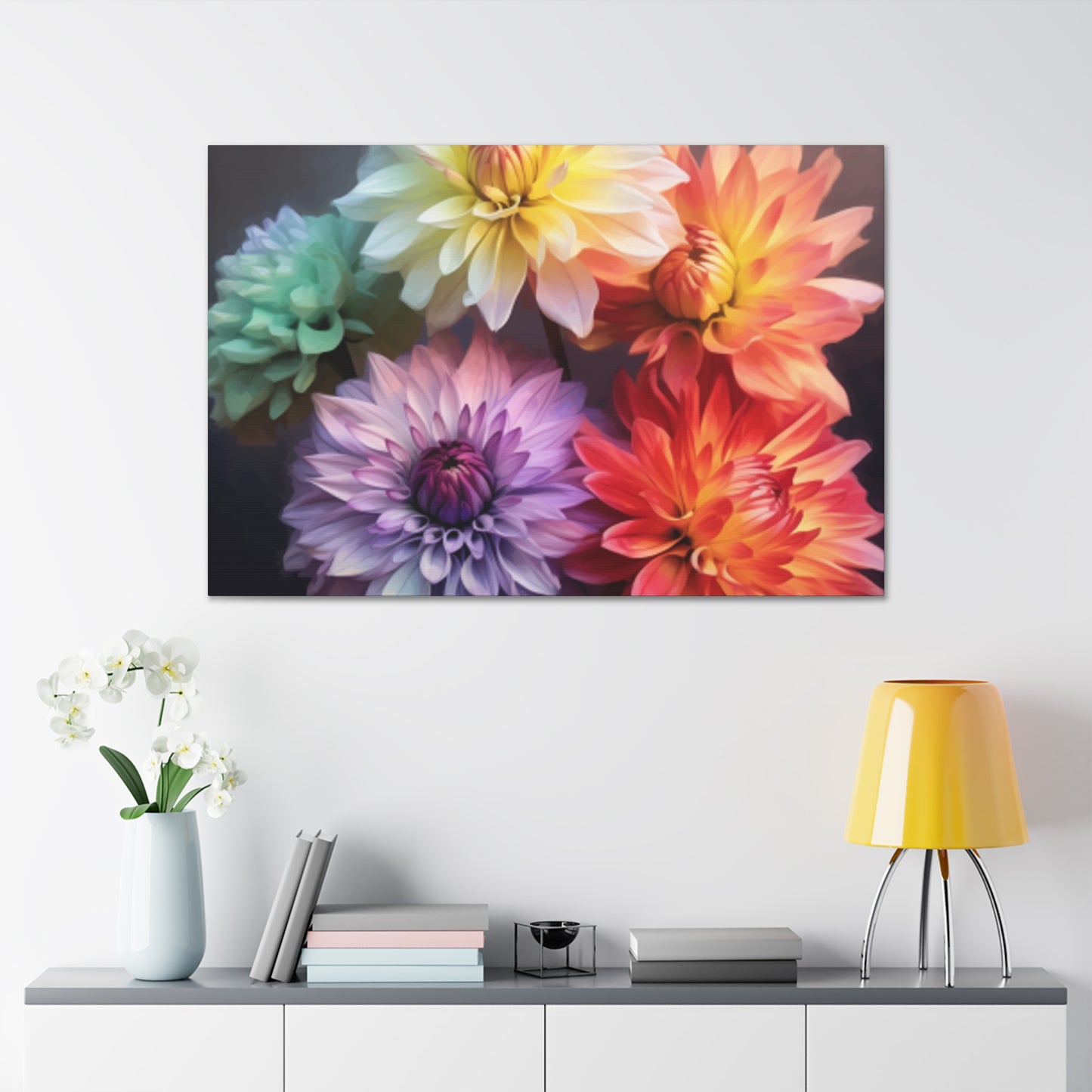 5 Different Dahlia Flowers - Large Wall Art