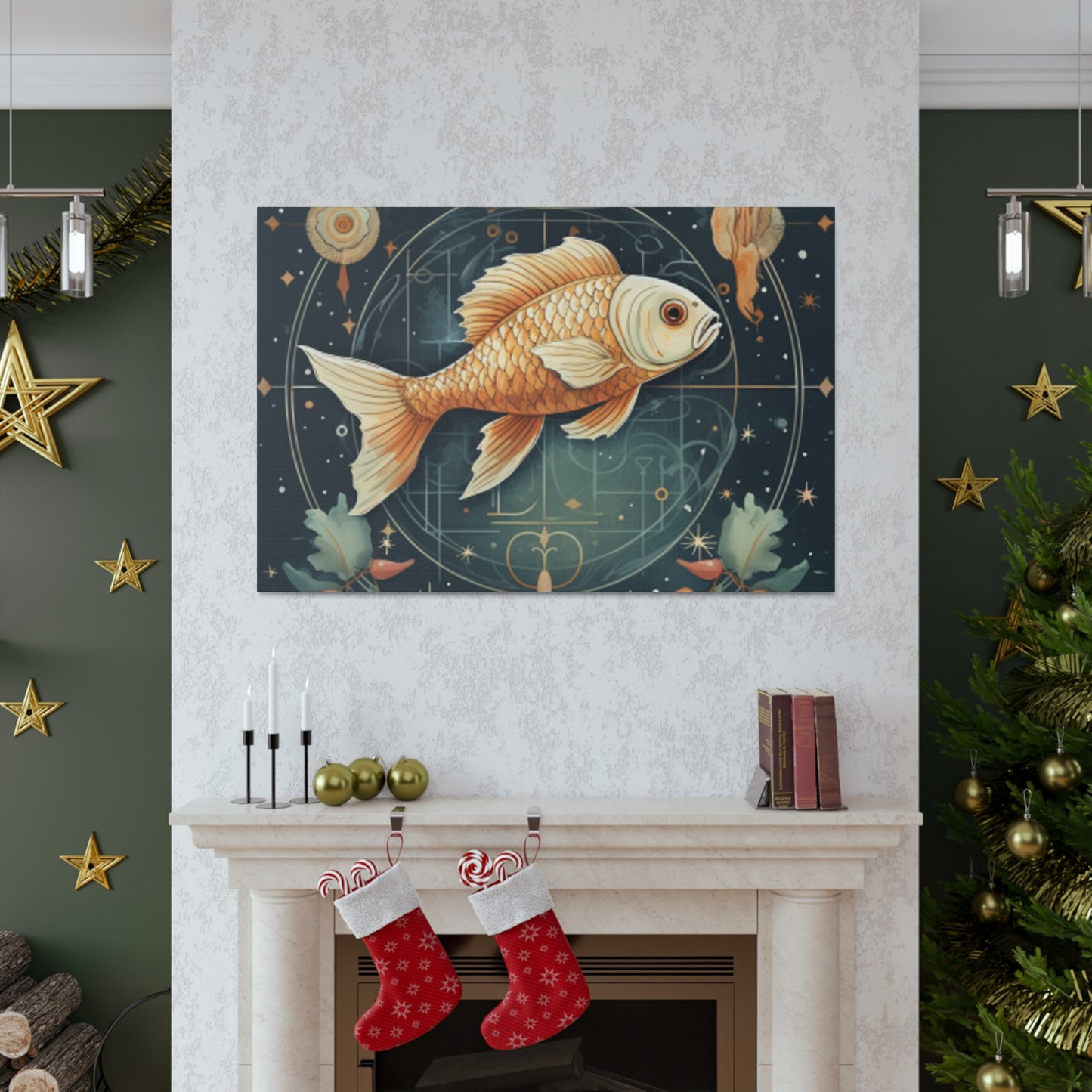 Lofi, Astrology, Pisces Fish - Large Wall Art